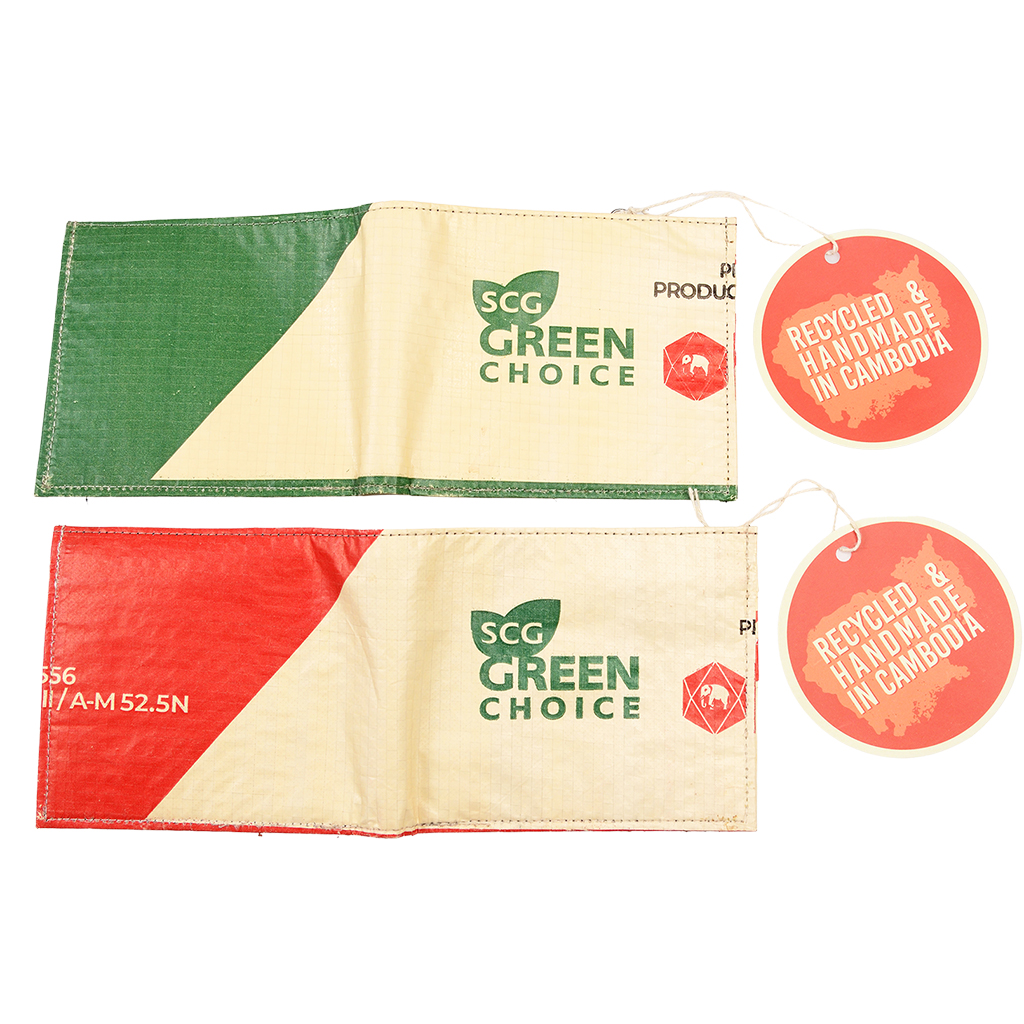 recycled cement bag bifold wallet