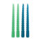 twisted candles (pack of 4) - green and blue