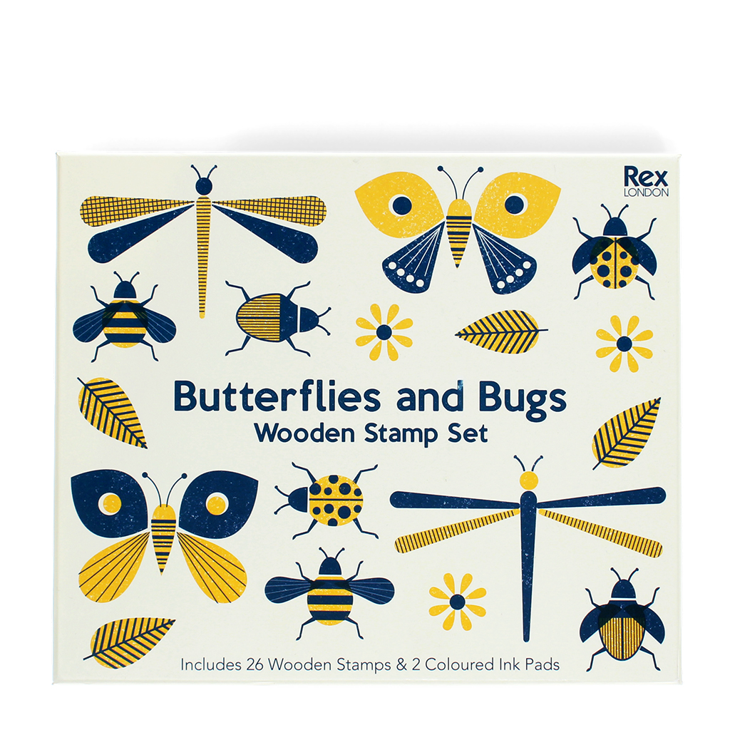 wooden stamp set - butterflies and bugs