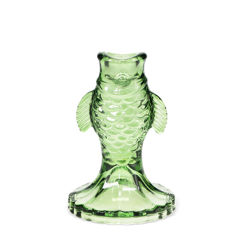 glass candlestick (12cm) - green fish