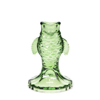 glass candlestick (12cm) - green fish