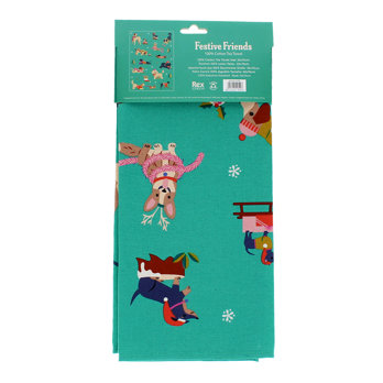 cotton tea towel - festive friends