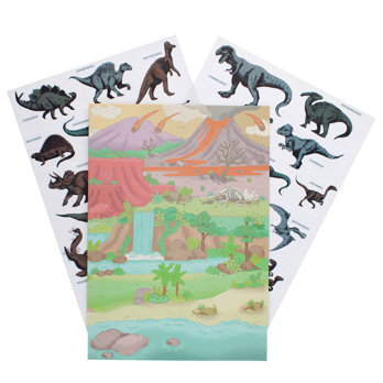 prehistoric land reusable stickers and scenes