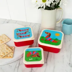 snack boxes (set of 3) - sunny sausage dog snack boxes (set of 3) - sunny sausage dog