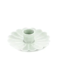 enamel flat flower candle holder - light grey