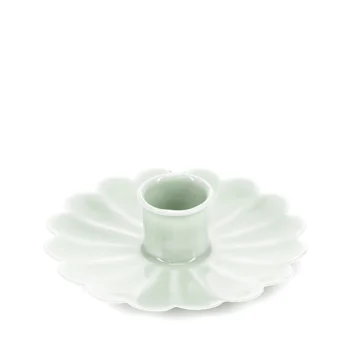 enamel flat flower candle holder - light grey enamel flat flower candle holder - light grey