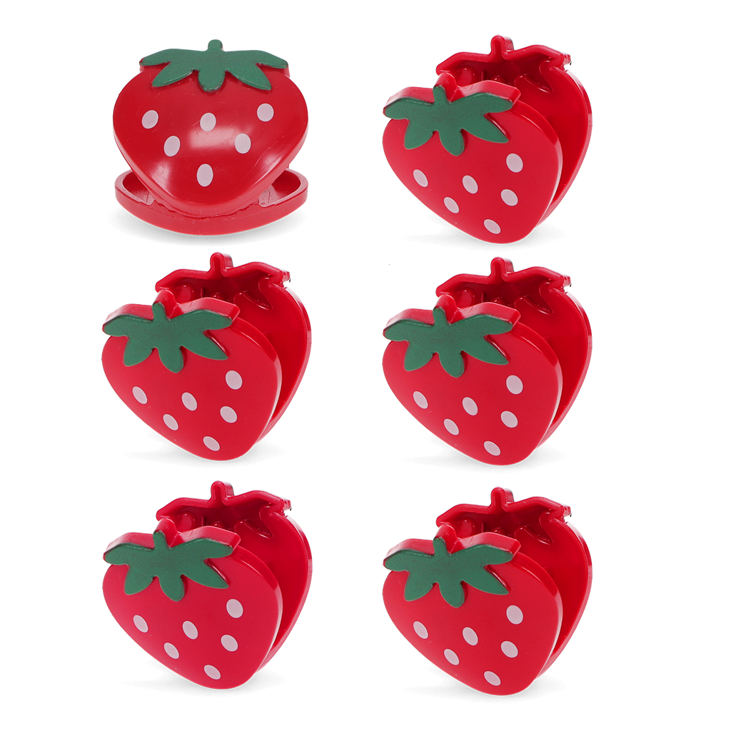 bag clips (set of 6) - strawberry