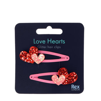 glitzer-haarspangen love hearts (2-er set)