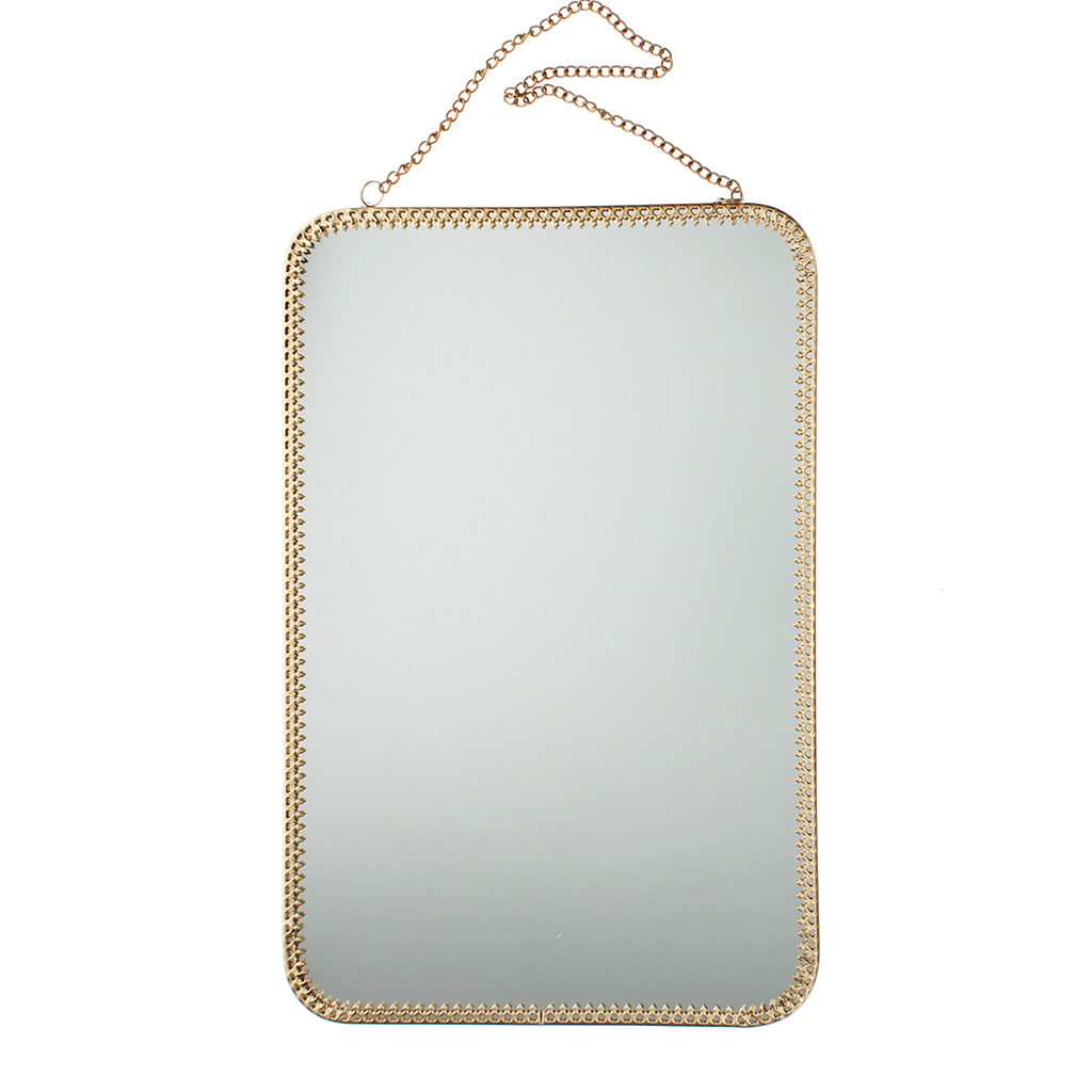 rectangular hanging mirror (29cm x 19cm) - gold tone