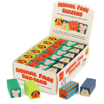 gommes à visages d'animaux - assortis