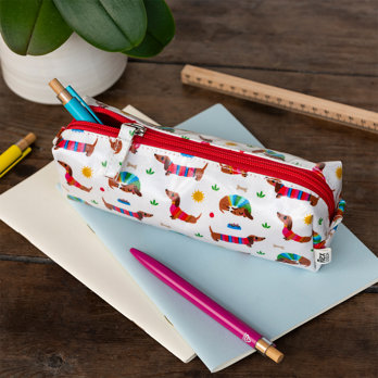 pencil case - sunny sausage dog