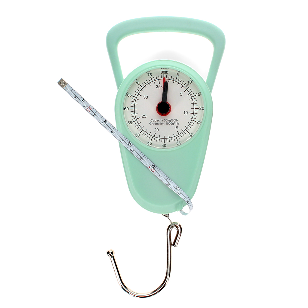 travel scales with tape measure - pistachio green