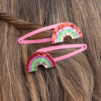 pinces à cheveux paillettes arc-en-ciel (lot de 2)