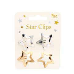 star hair clips (set of 4) - gold and silver