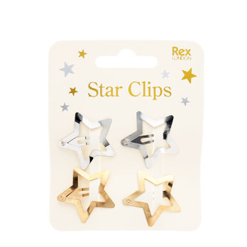 star hair clips (set of 4) - gold and silver