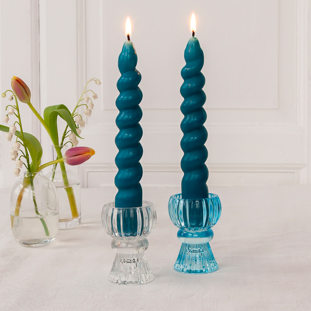 twisted candles (pack of 2) - dark blue