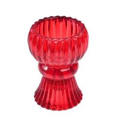 double ended glass candle holder - red double ended glass candle holder - red