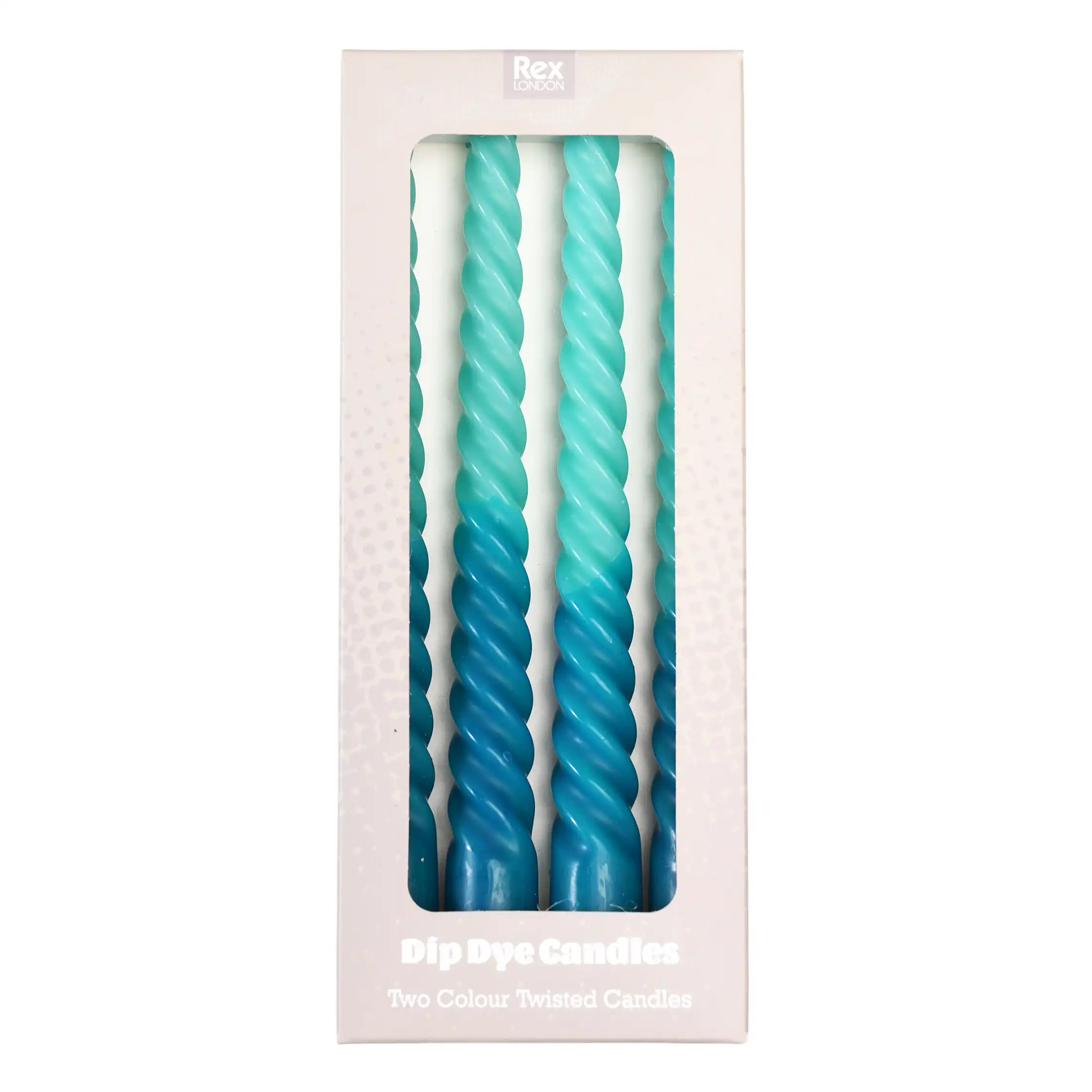 dip dye spiral candles (set of 4) - blue 