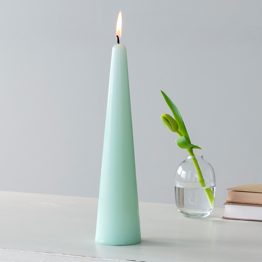 tall cone candle - mint green