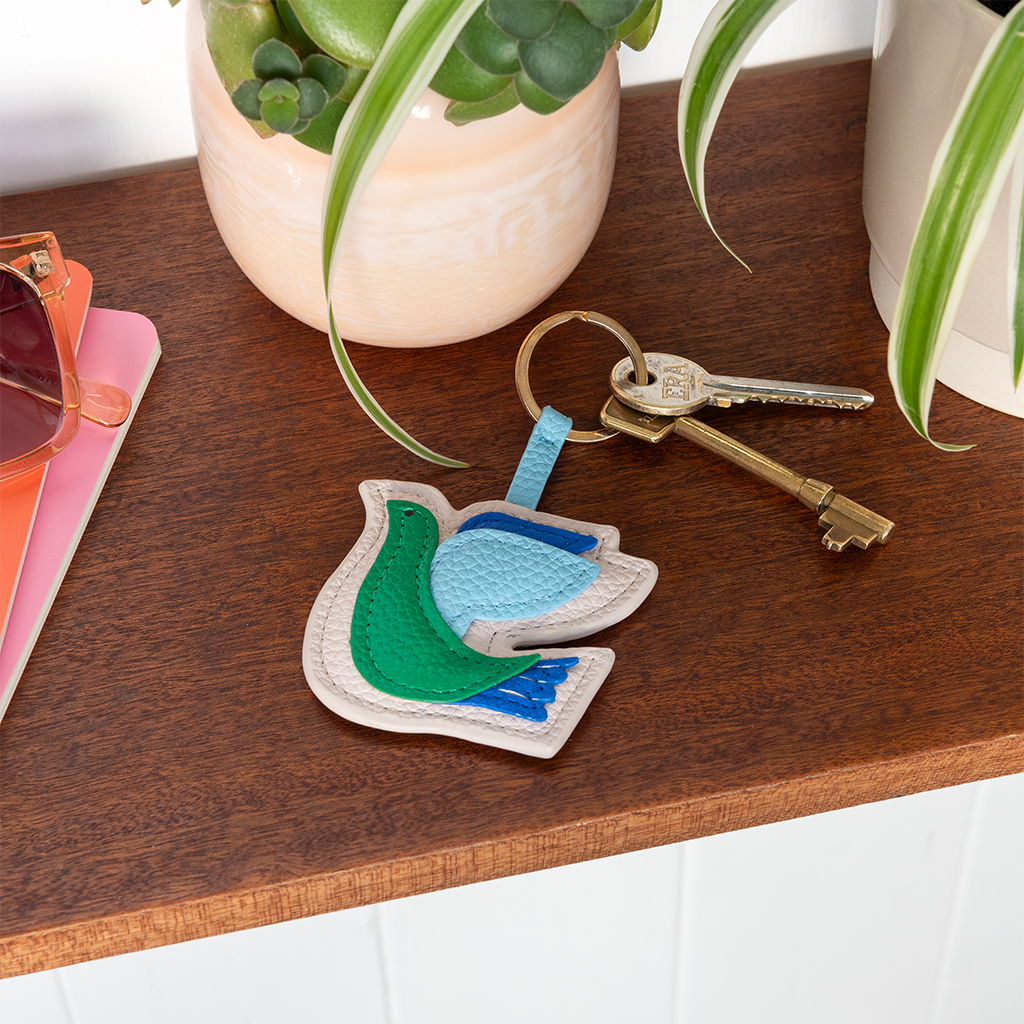 faux leather keyring - bird
