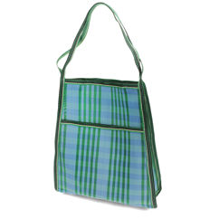 recycelte, gewebte tasche mit seitentasche - blau und grün