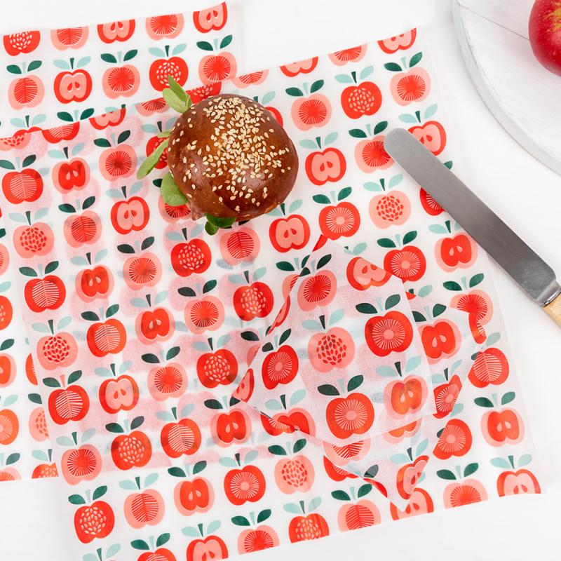 30 sheets greaseproof paper - vintage apple