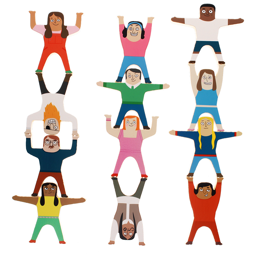 jeu de personnages en bois à empiler