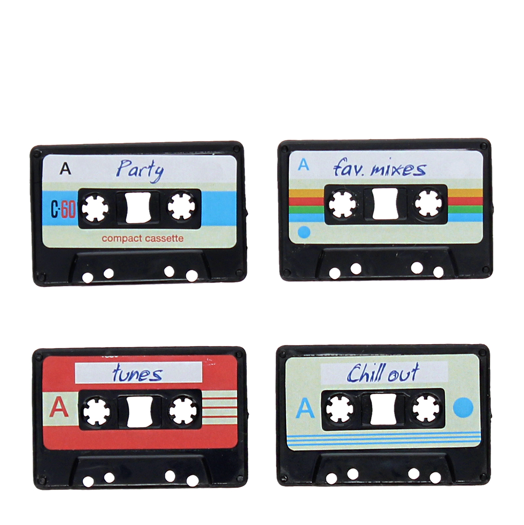 mini aimants pour supports musicaux (lot de 4) - cassette