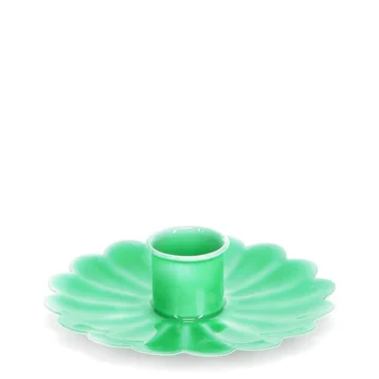 enamel flat flower candle holder - green enamel flat flower candle holder - green