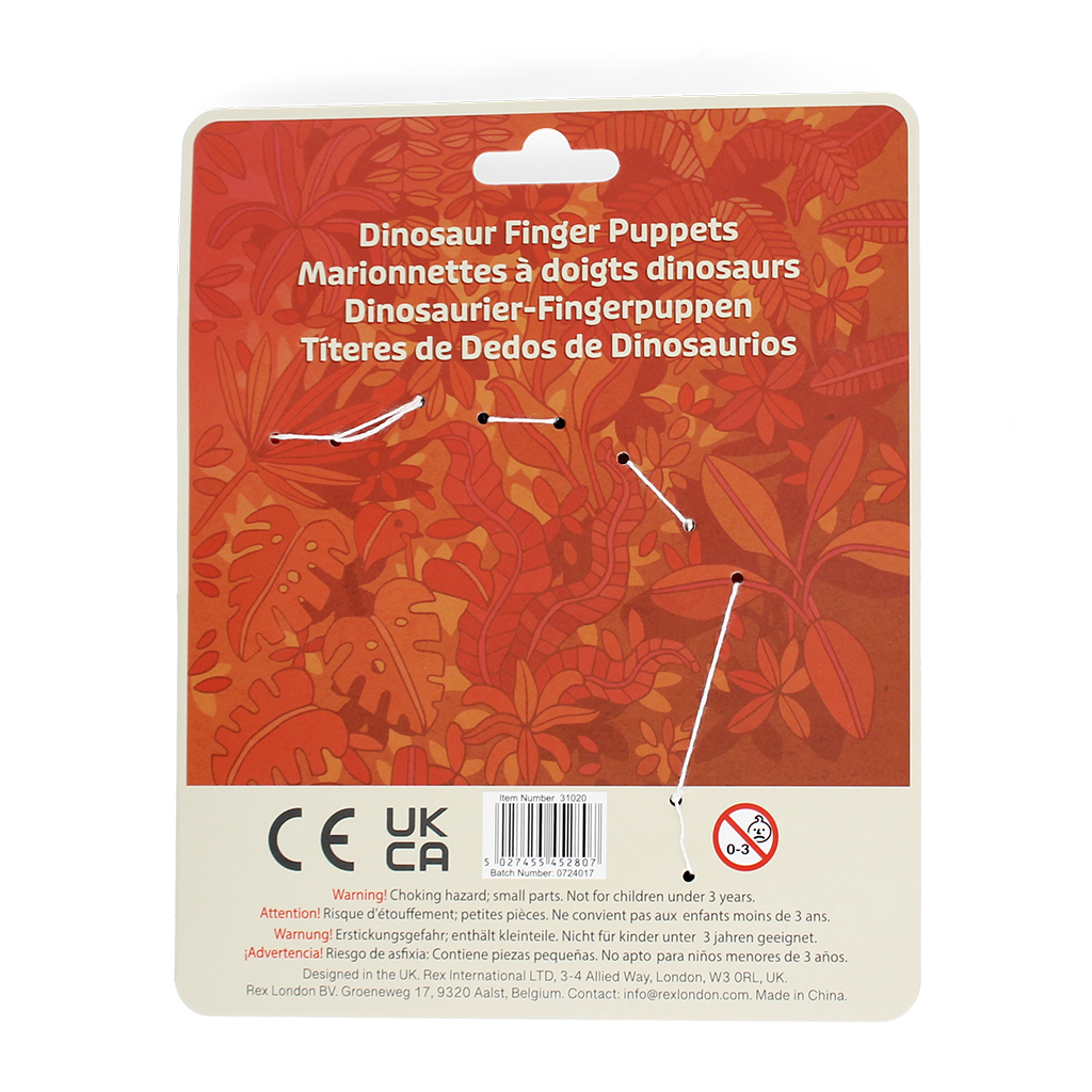 animal finger puppets (set of 5) - dinosaur