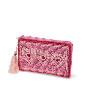 handcrafted beaded coin purse - heart