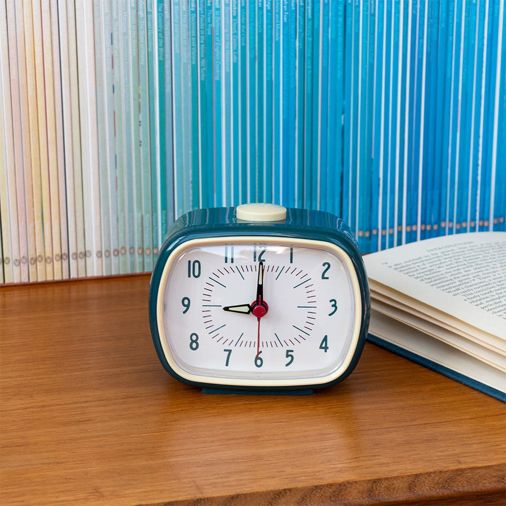 retro alarm clock - petrol blue
