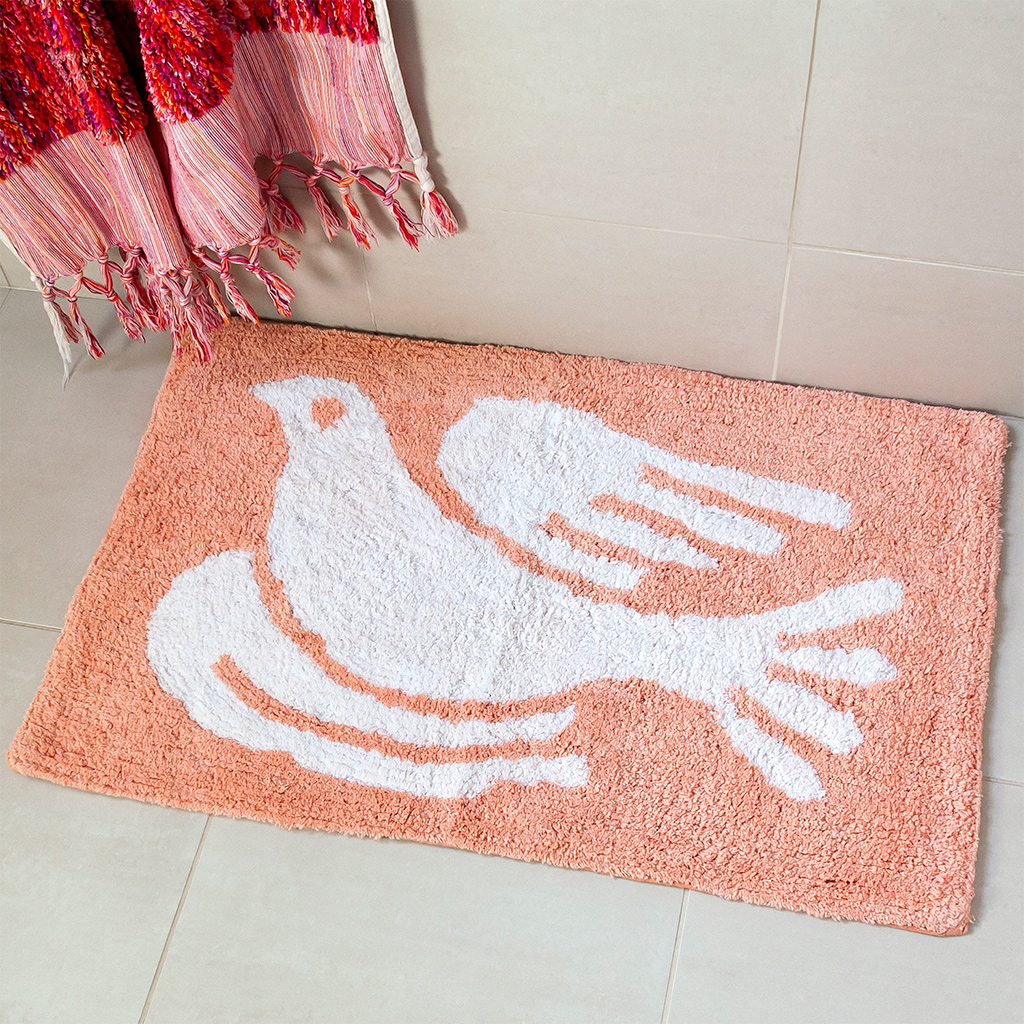 tufted cotton bath mat - white dove