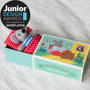 mini soft toy in a little box - mouse in a house mini soft toy in a little box - mouse in a house