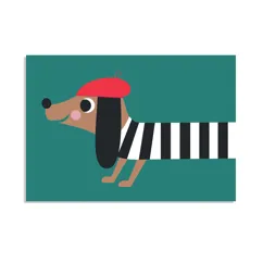 greetings card - dog in beret
