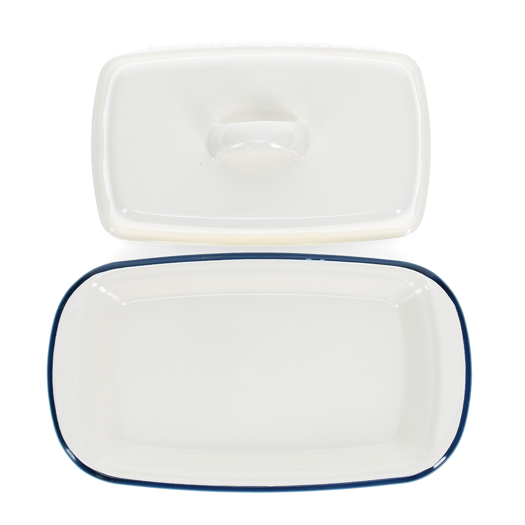 enamel butter dish - blue