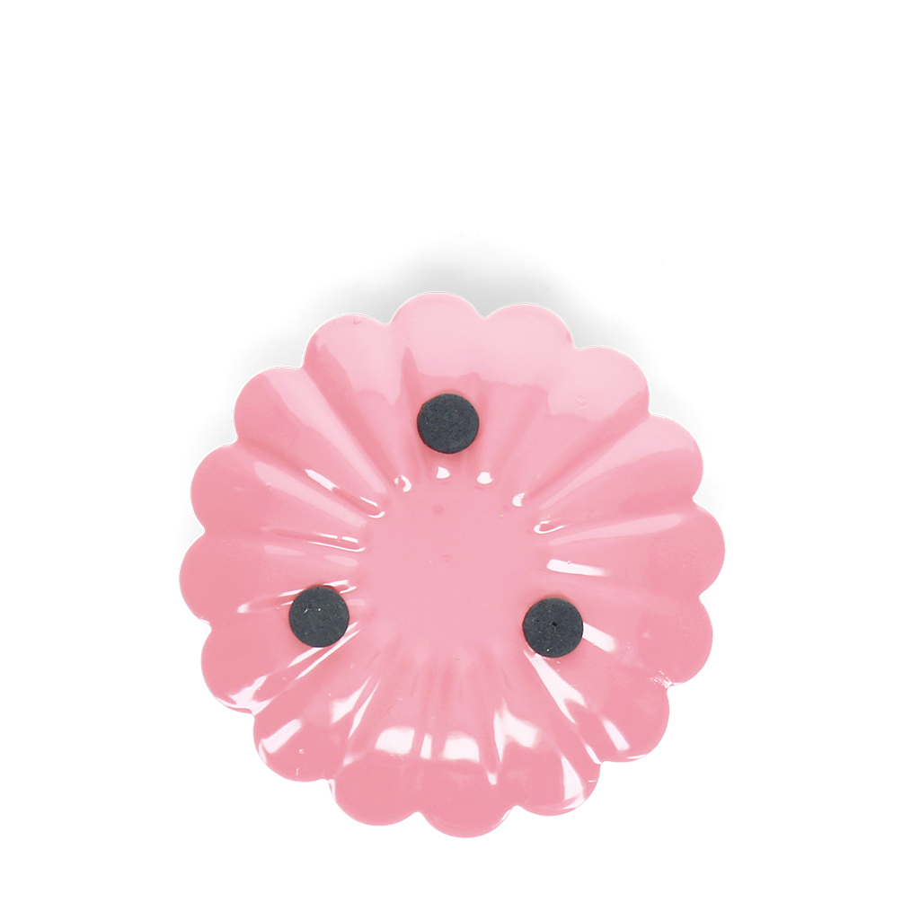 enamel flat flower candle holder - pink