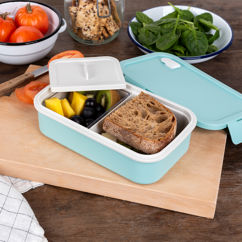 doppelwandige lunchbox mit trennwand - hellblau