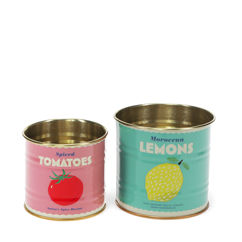 mini lemon and tomato storage tins (set of 2)