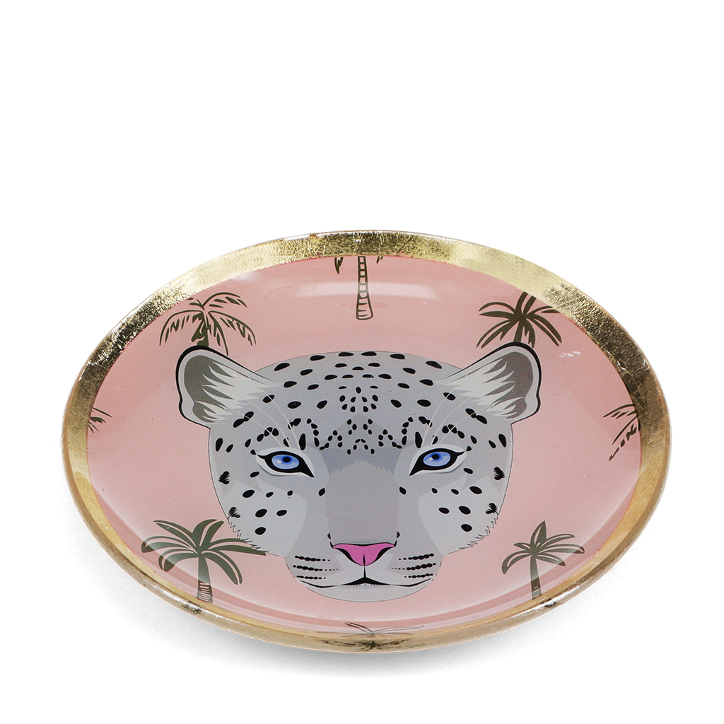glass trinket dish - leopard