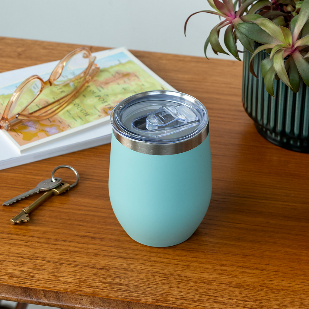 rubber coated travel cup 350ml - eggshell blue