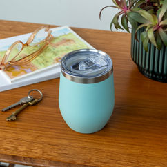 rubber coated travel cup 350ml - eggshell blue