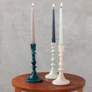 emaille-kerzenständer (19 cm) – hellgrau
