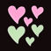 hearts autocollants phosphorescents (boîte de 24)