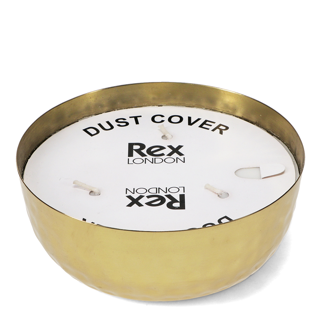 kerze mit drei dochten in metallschale - goldfarben