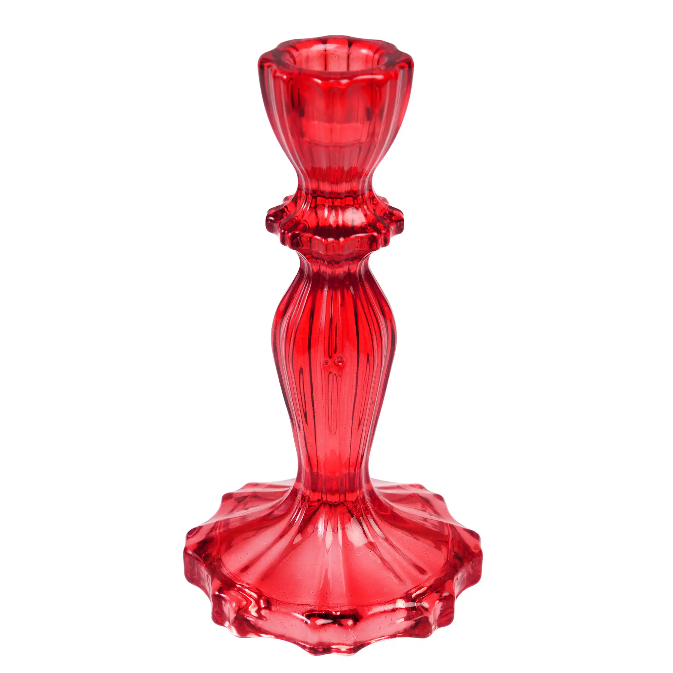 grand bougeoir en verre rouge