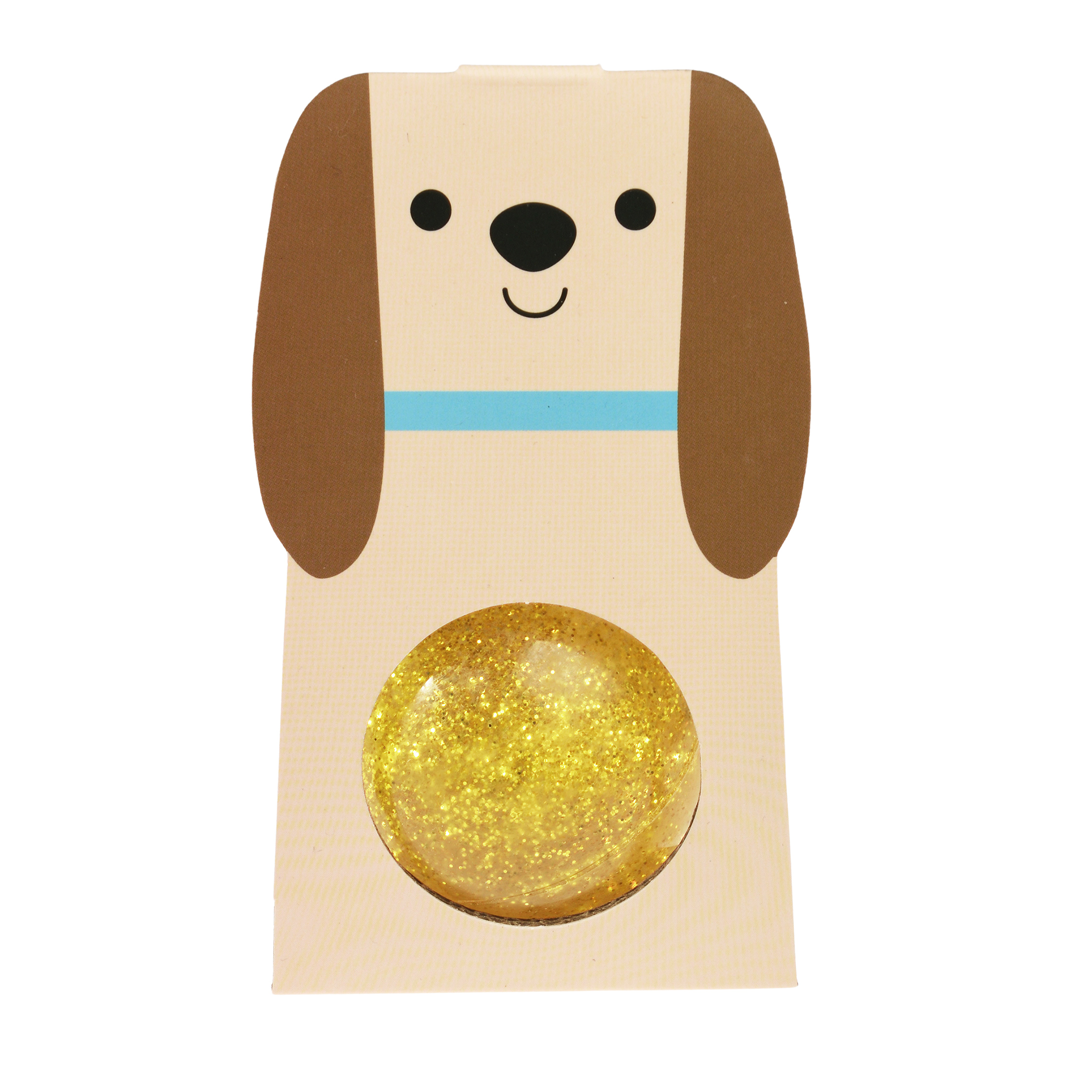 glitter bouncy ball - gold dog