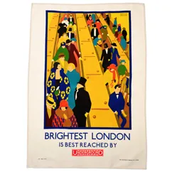 cotton tea towel - tfl vintage poster "brightest london"