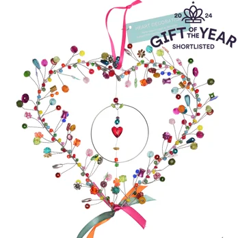 handmade beaded heart decoration (17x17cm) - multi-coloured handmade beaded heart decoration (17x17cm) - multi-coloured