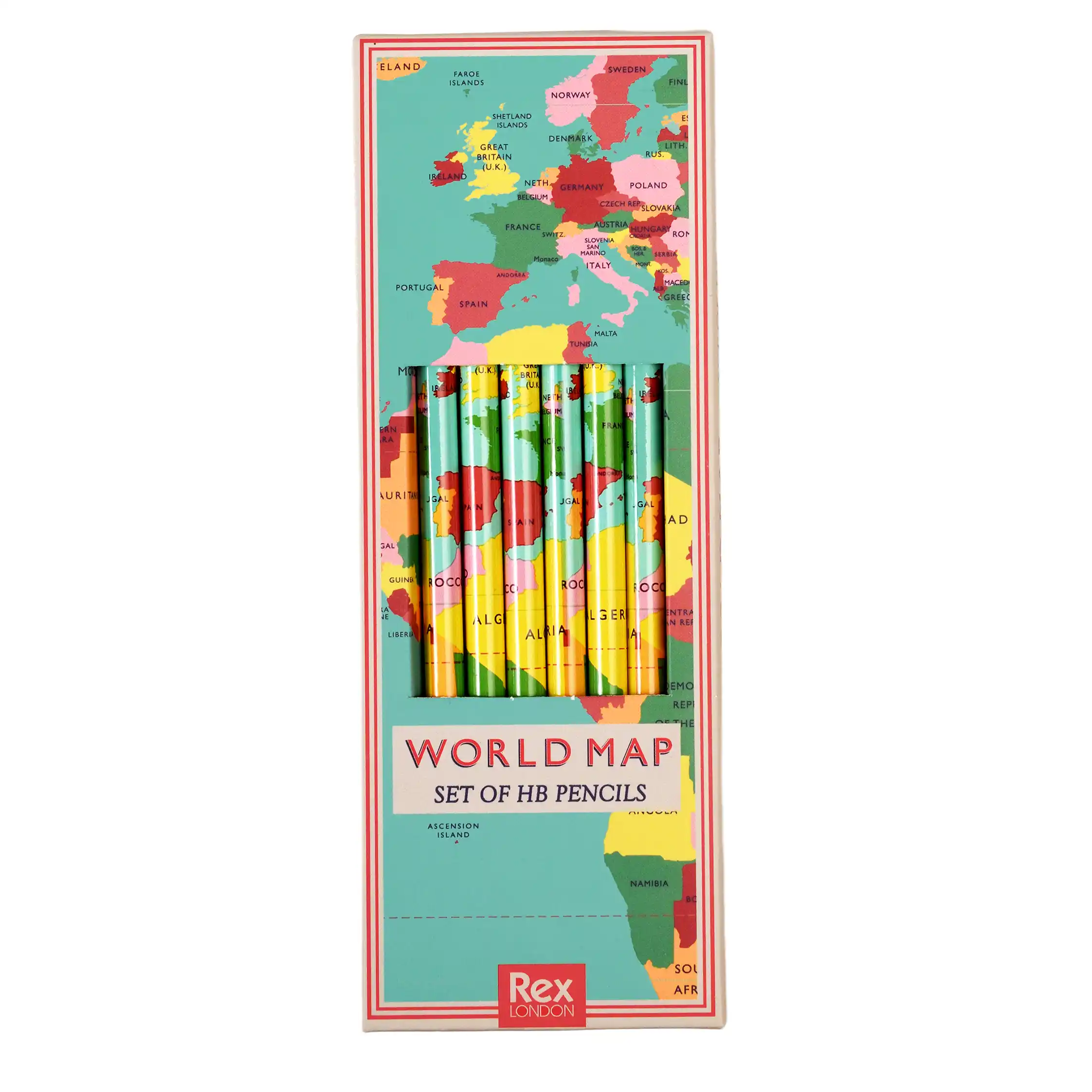 hb pencils (pack of 6) - world map